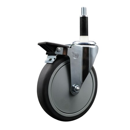 Service Caster 6'' Thermoplastic Rubber Swivel 7/8'' Expanding Stem Caster with Brake SCC-EX20S614-TPRB-PLB-78